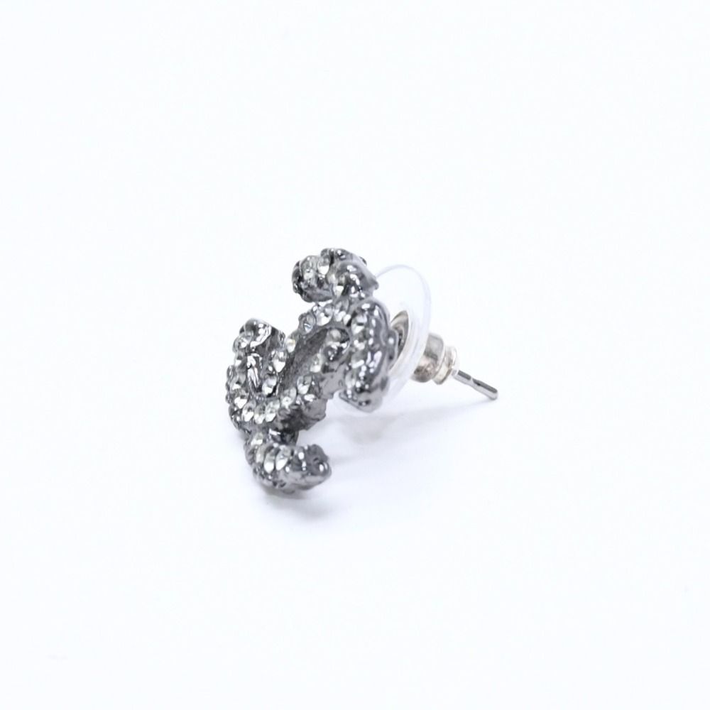 Chanel CC Logo Drop Earrings 05C Stamp Metal Stone — view 5