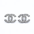 Chanel CC Logo Drop Earrings 05C Stamp Metal Stone