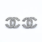 Chanel CC Logo Drop Earrings 05C Stamp Metal Stone