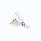 Chanel CC Logo Stud Earrings 05C Stamp Resin Metal White Gold — view 4