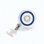 Chanel CC Logo Stud Earrings 05C Stamp Resin Metal White Gold — view 2