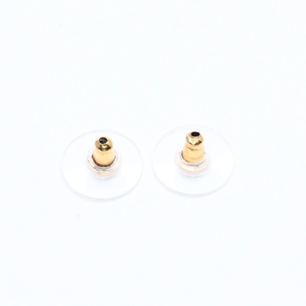 Chanel CC Logo Stud Earrings 05C Stamp Resin Metal White Gold — view 8