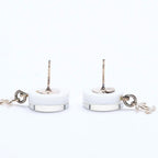 Chanel CC Logo Stud Earrings 05C Stamp Resin Metal White Gold — view 7