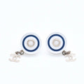 Chanel CC Logo Stud Earrings 05C Stamp Resin Metal White Gold