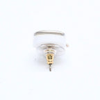 Chanel CC Logo Stud Earrings 05C Stamp Resin Metal White Gold — view 5