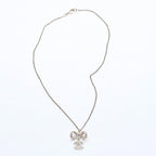 Chanel CC Logo Ribbon Necklace 11P Stamp Metal Rhinestone 42