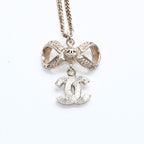 Chanel CC Logo Ribbon Necklace 11P Stamp Metal Rhinestone 42 — view 8