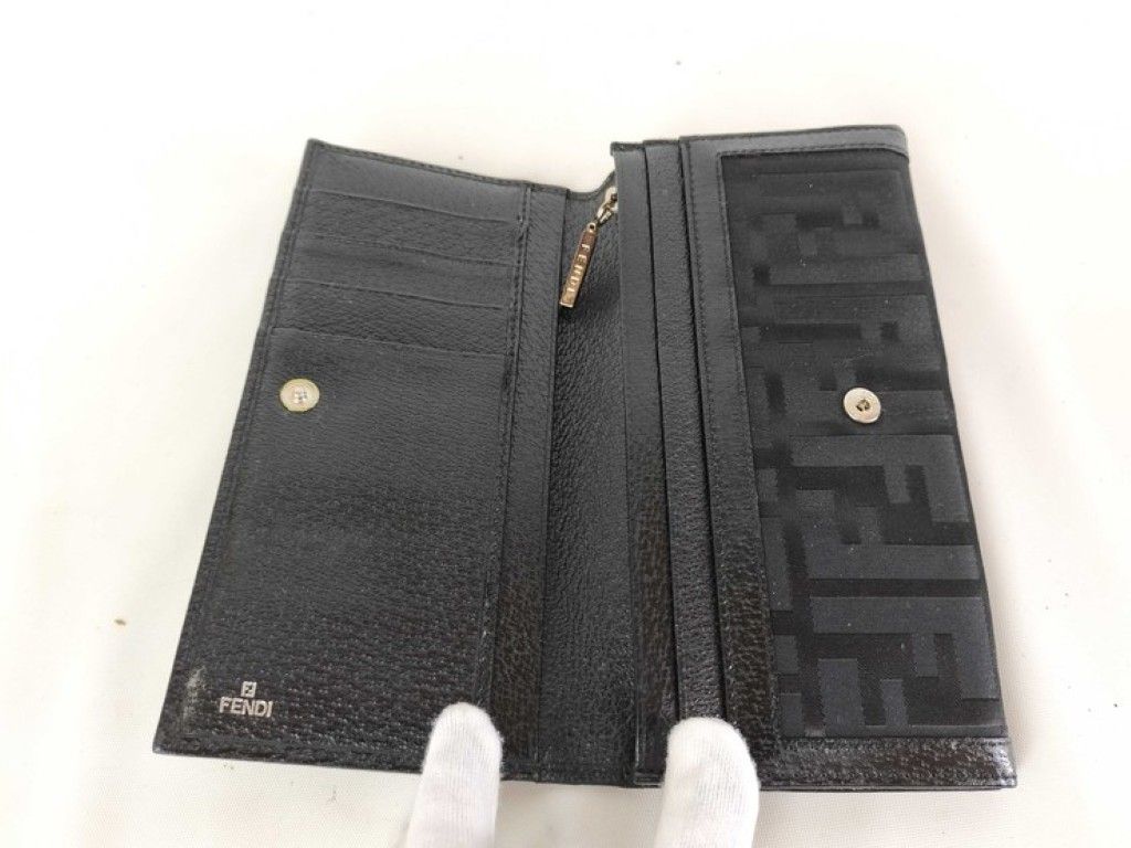 Fendi Wallet Zucca Black Canvas Leather Bifold Silver — view 5