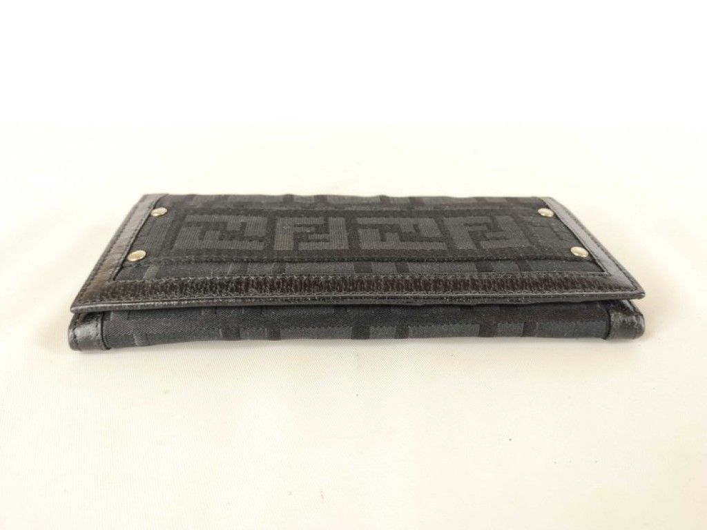 Fendi Wallet Zucca Black Canvas Leather Bifold Silver — view 3