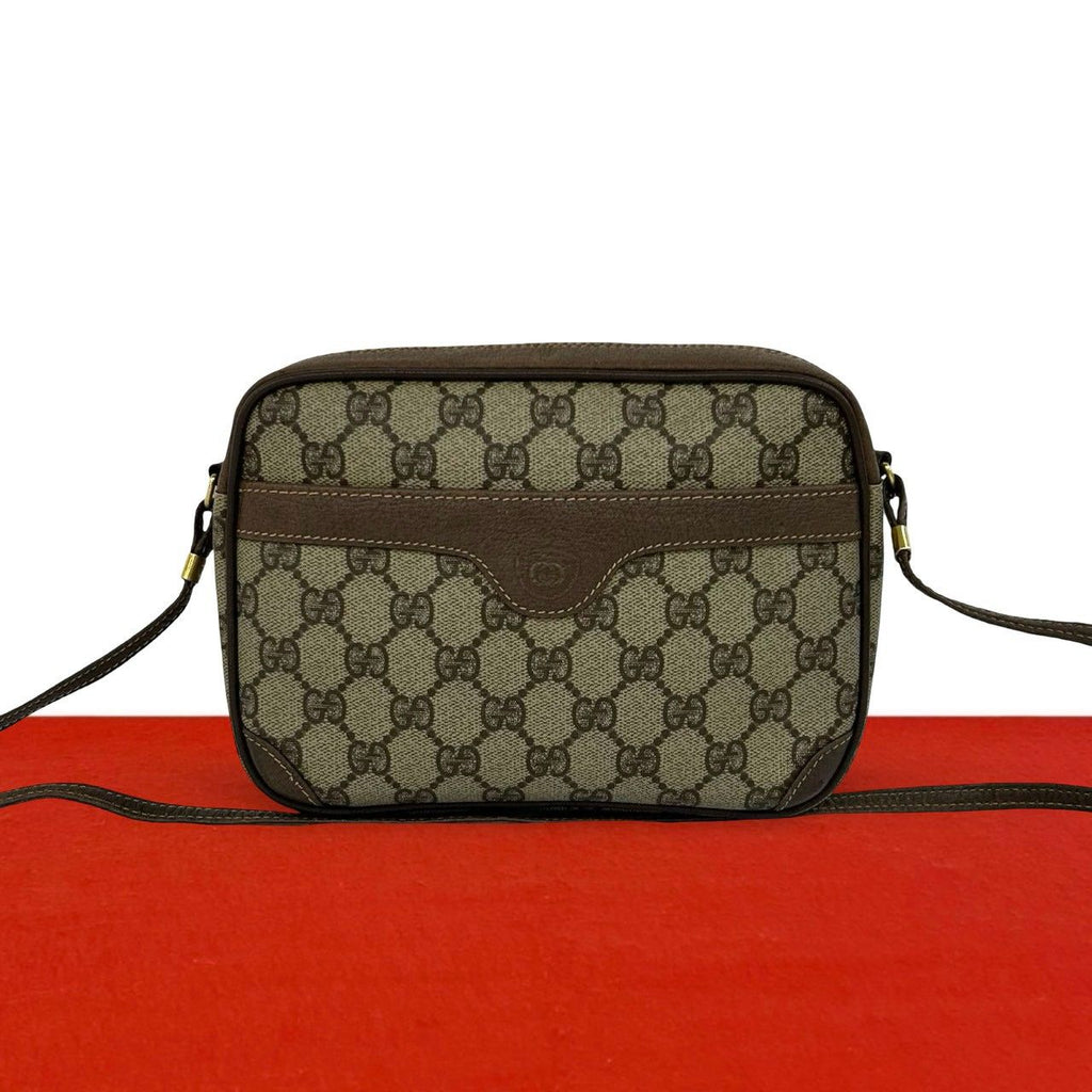 Gucci Vintage GG Logo Pattern Leather Mini Shoulder Bag Pochette Brown