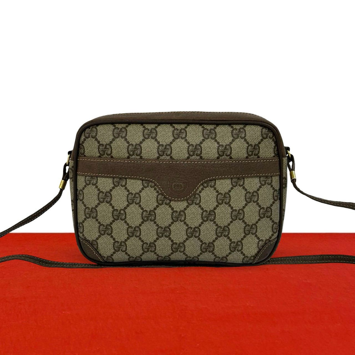 Gucci Vintage GG Logo Pattern Leather Mini Shoulder Bag Pochette Brown