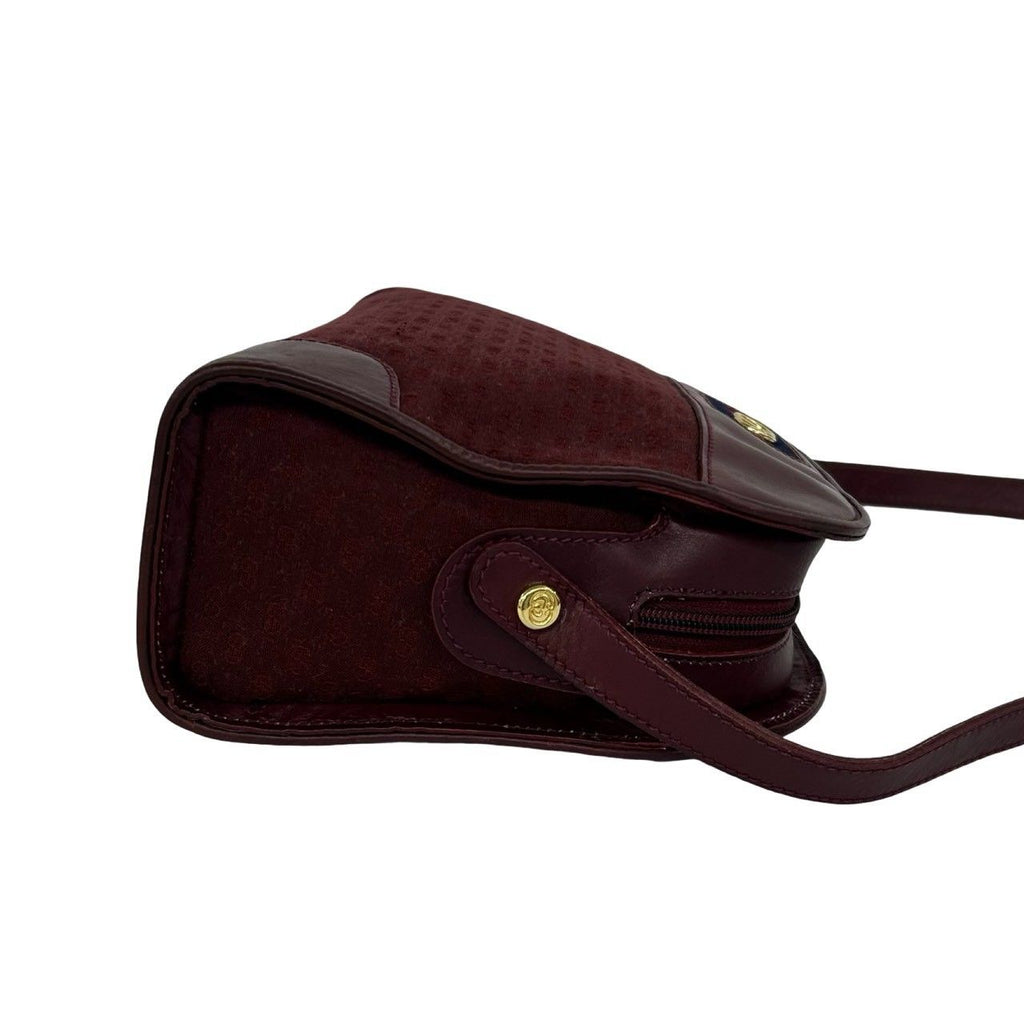 Gucci Vintage Sherry Line Micro GG Logo Canvas Leather Shoulder Bag Wine Red — view 6