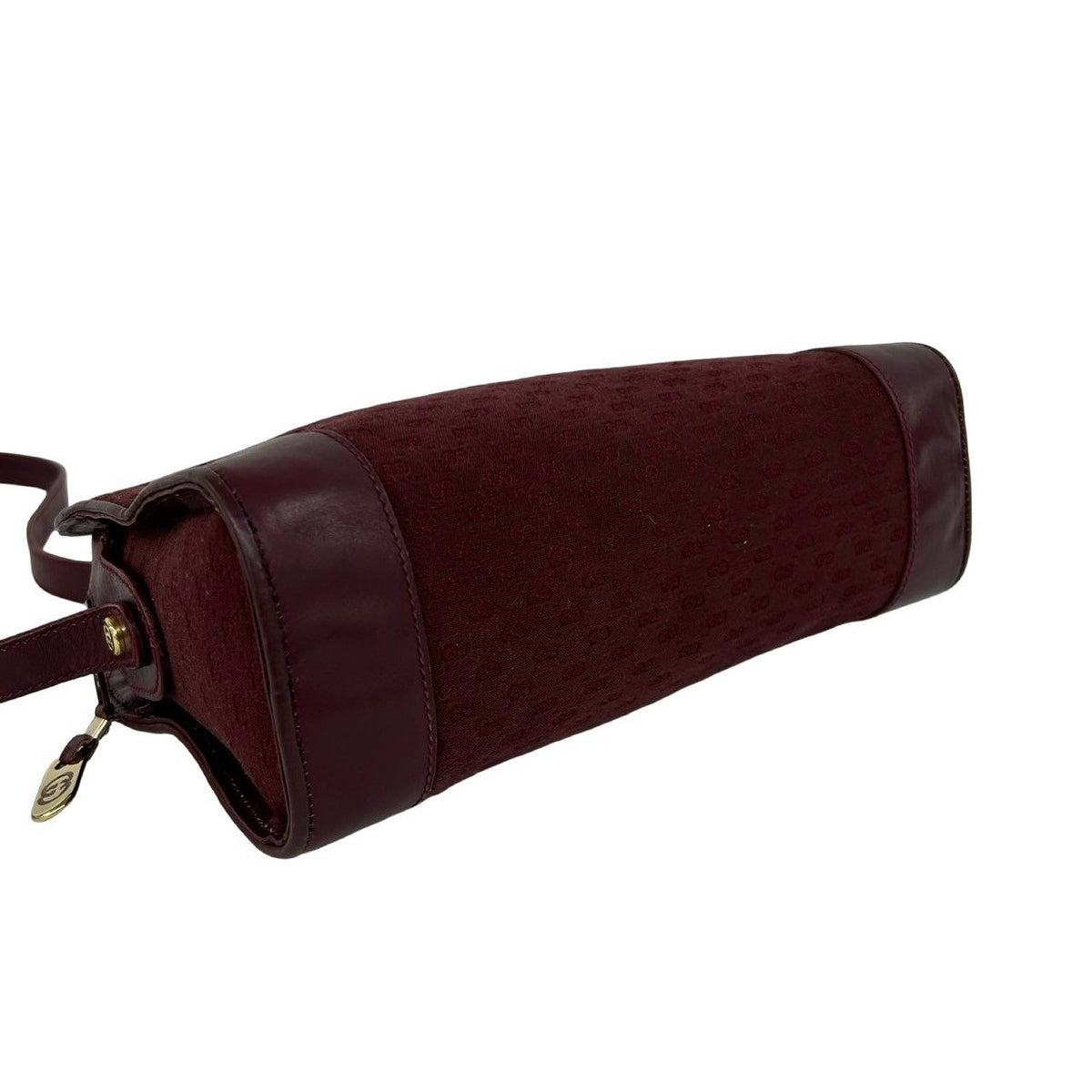 Gucci Vintage Sherry Line Micro GG Logo Canvas Leather Shoulder Bag Wine Red — view 7