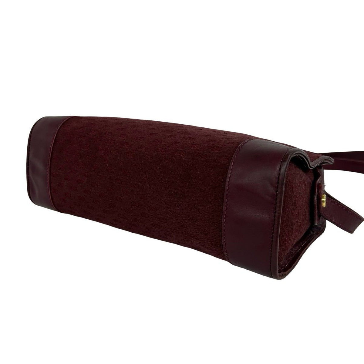Gucci Vintage Sherry Line Micro GG Logo Canvas Leather Shoulder Bag Wine Red — view 8