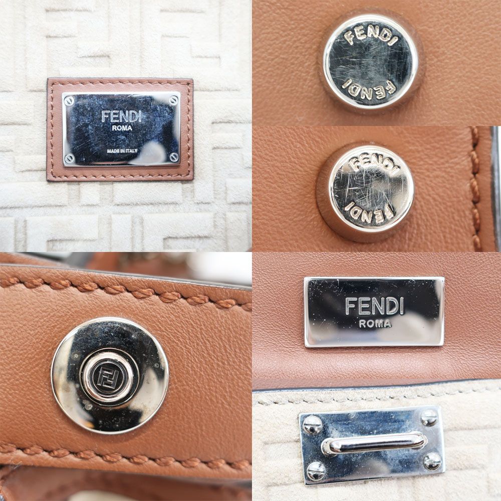 Fendi Peekaboo Iconic Essential 2-Way Shoulder Bag Brown Silver Canvas Leather — view 7