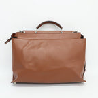 Fendi Peekaboo Iconic Essential 2-Way Shoulder Bag Brown Silver Canvas Leather — view 2