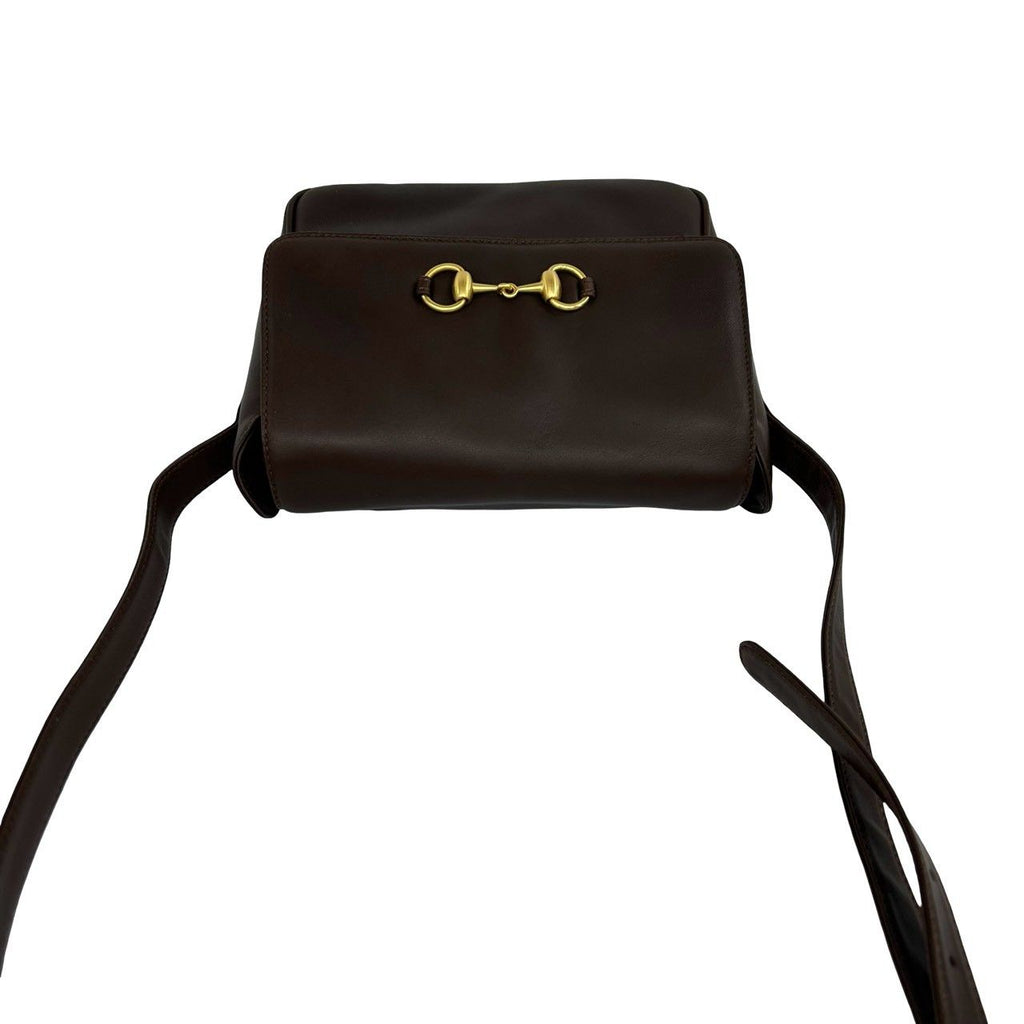 Gucci Vintage Horsebit Leather Shoulder Bag Pochette Brown — view 4