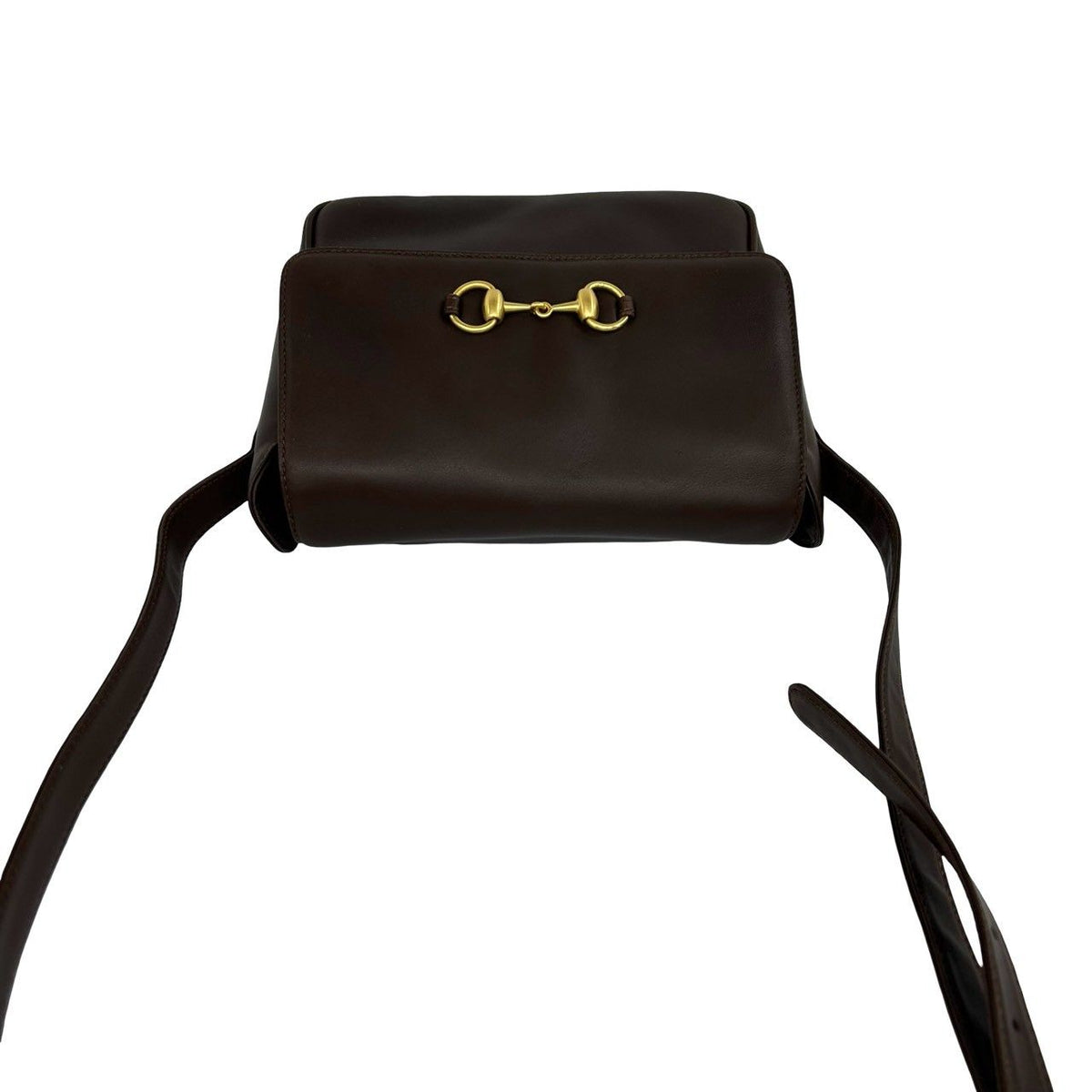 Gucci Vintage Horsebit Leather Shoulder Bag Pochette Brown — view 4