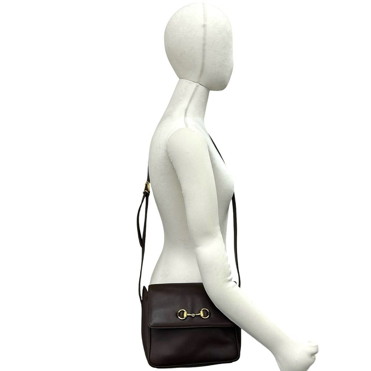 Gucci Vintage Horsebit Leather Shoulder Bag Pochette Brown — view 2