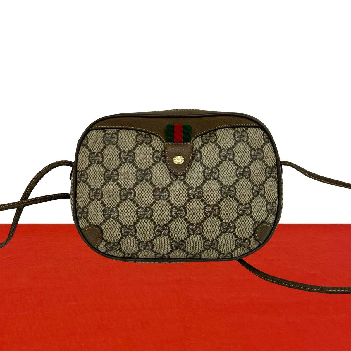 Gucci Vintage Sherry Line GG Logo Pattern Leather Shoulder Bag Pochette Brown