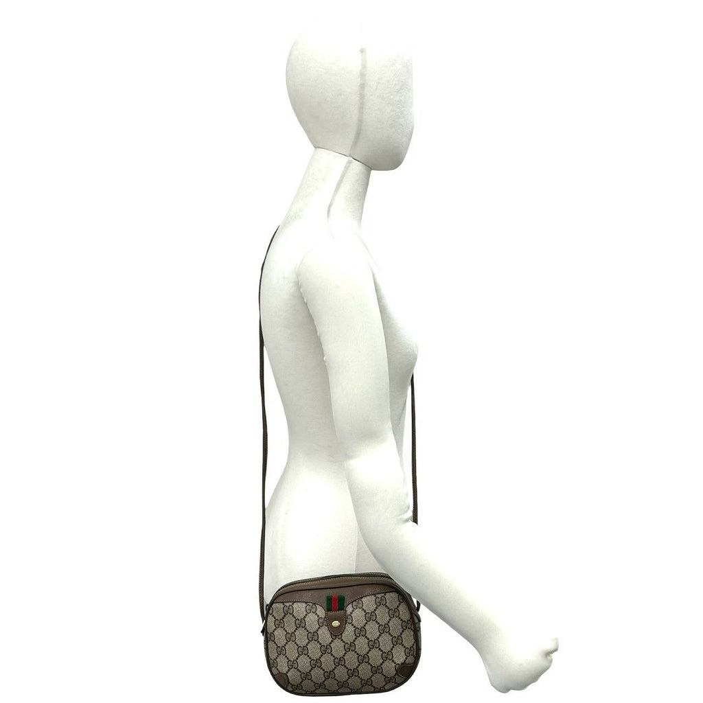 Gucci Vintage Sherry Line GG Logo Pattern Leather Shoulder Bag Pochette Brown — view 2