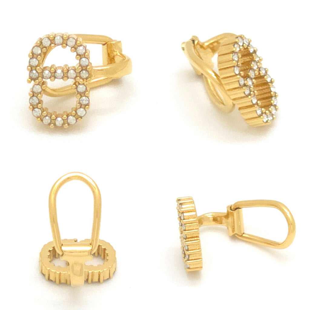 Dior Clair D Lune Clip Earrings White Crystal CD Signature Gold Tone Metal — view 7