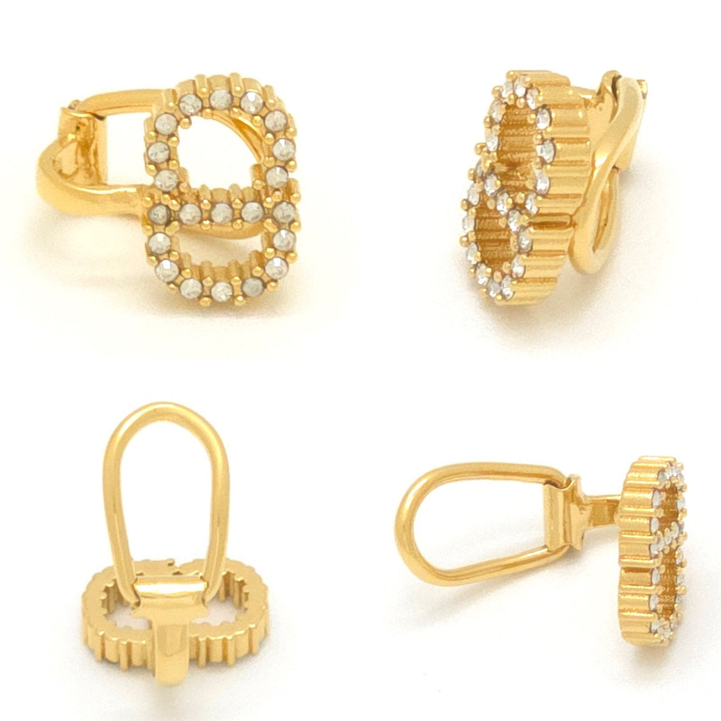 Dior Clair D Lune Clip Earrings White Crystal CD Signature Gold Tone Metal — view 6