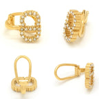 Dior Clair D Lune Clip Earrings White Crystal CD Signature Gold Tone Metal — view 6