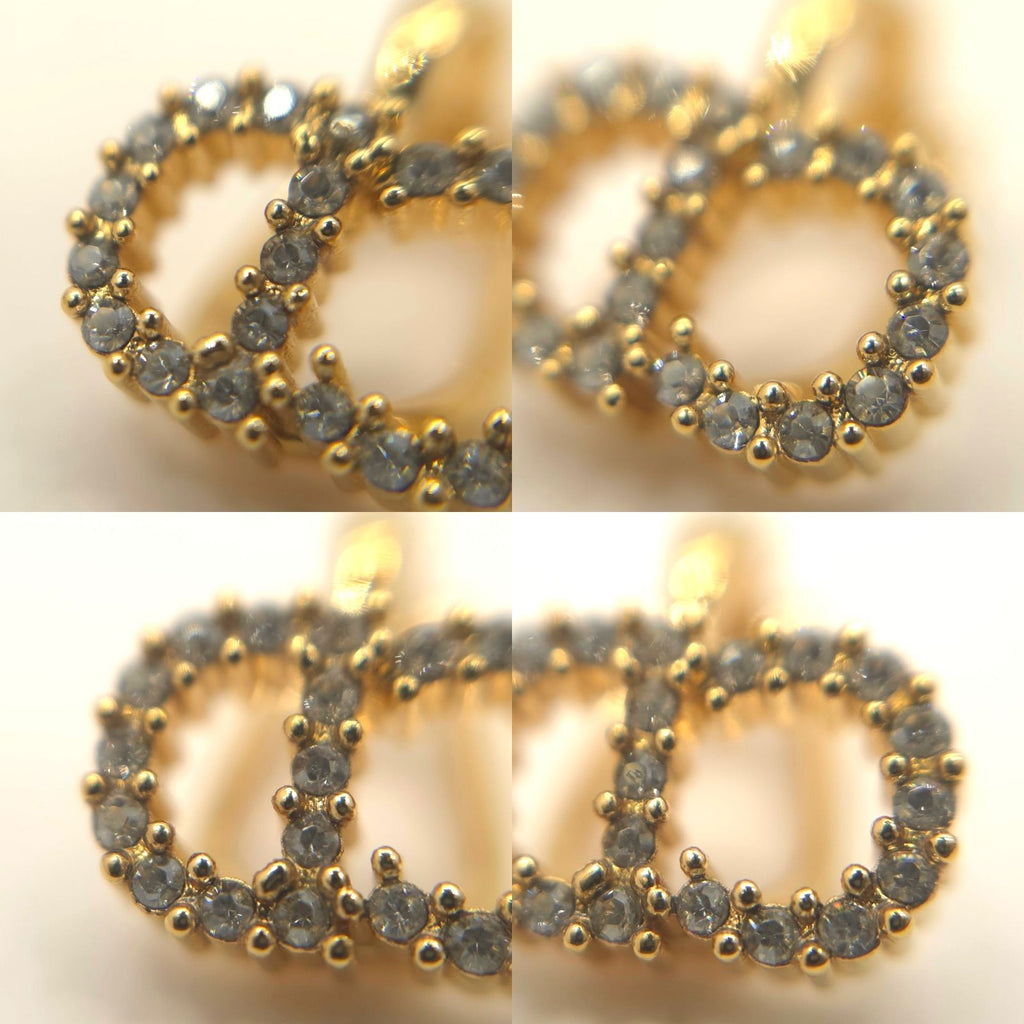 Dior Clair D Lune Clip Earrings White Crystal CD Signature Gold Tone Metal — view 8