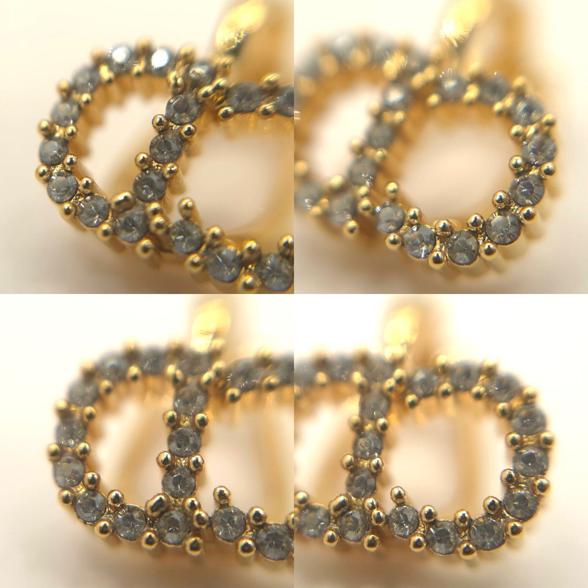 Dior Clair D Lune Clip Earrings White Crystal CD Signature Gold Tone Metal — view 8