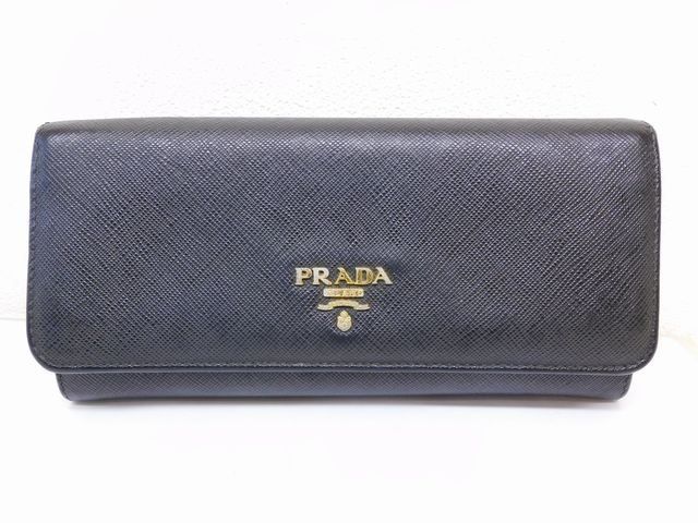 Prada Wallet Saffiano Leather Black Pass Case