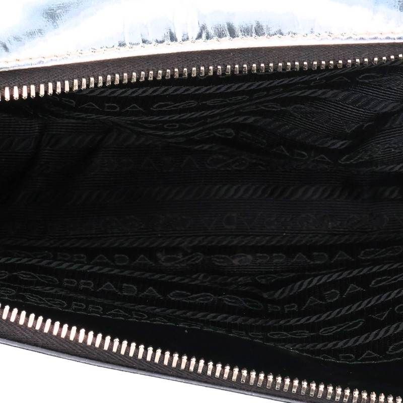 Prada Triangle Logo Metallic Leather Shoulder Bag — view 3