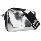 Prada Triangle Logo Metallic Leather Shoulder Bag