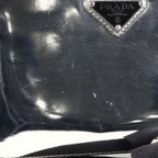 Prada Triangle Logo Metallic Leather Shoulder Bag — view 5