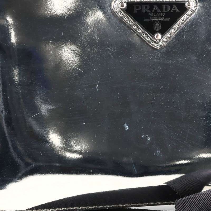 Prada Triangle Logo Metallic Leather Shoulder Bag — view 5