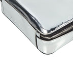 Prada Triangle Logo Metallic Leather Shoulder Bag — view 4