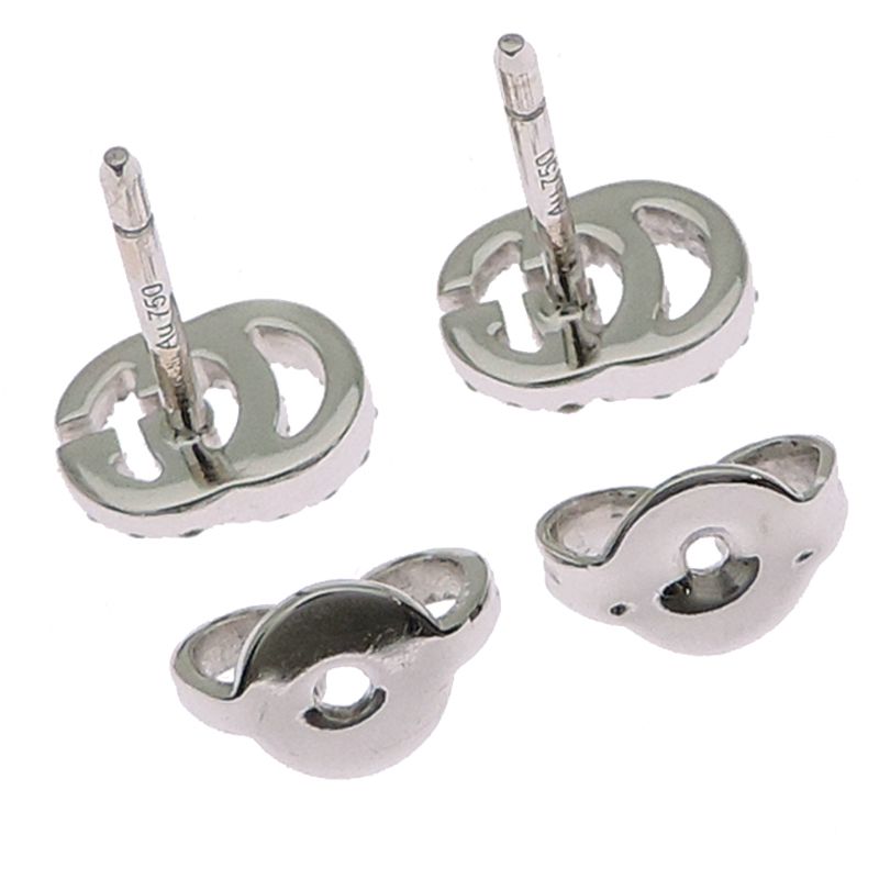 Gucci Earrings 18k White Gold Double G Studs Diamond — view 4