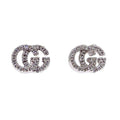 Gucci Earrings 18k White Gold Double G Studs Diamond