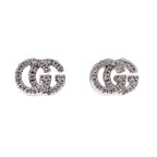 Gucci Earrings 18k White Gold Double G Studs Diamond