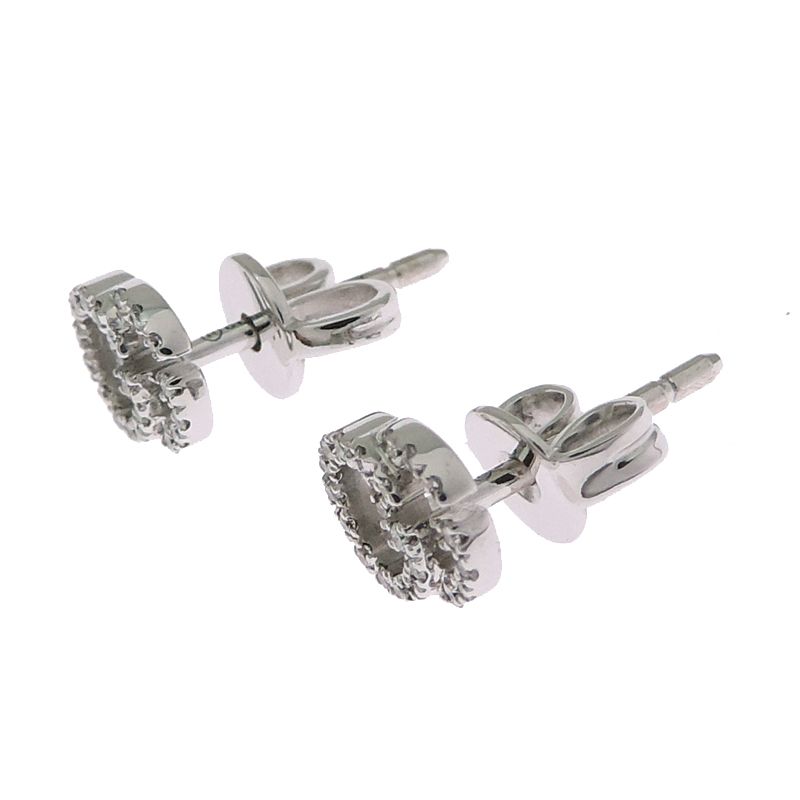 Gucci Earrings 18k White Gold Double G Studs Diamond — view 2