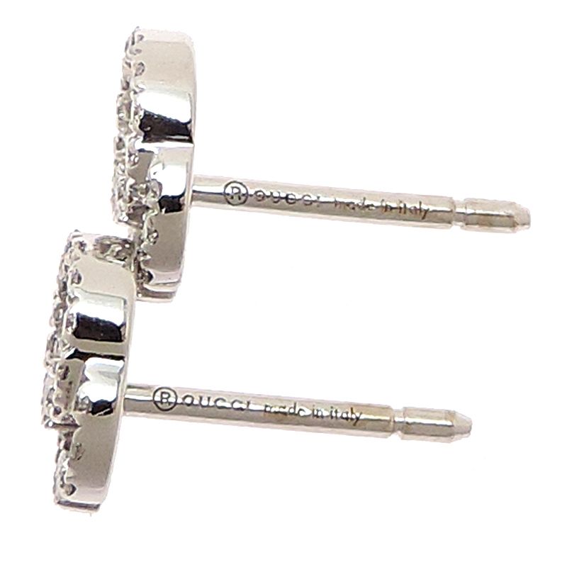 Gucci Earrings 18k White Gold Double G Studs Diamond — view 6