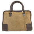 Loewe Amazona 26 Handbag Suede Leather Square Green Brown Khaki Bag