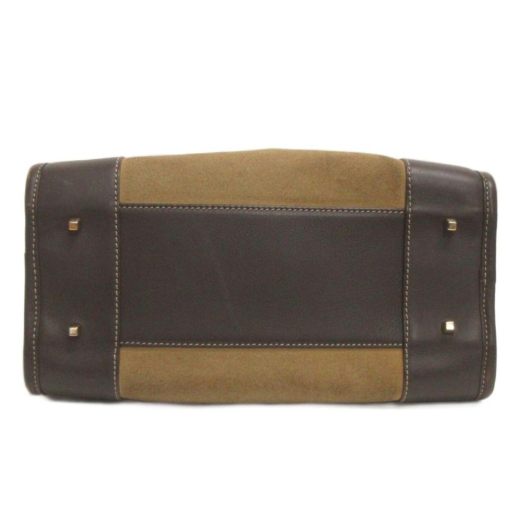Loewe Amazona 26 Handbag Suede Leather Square Green Brown Khaki Bag — view 4