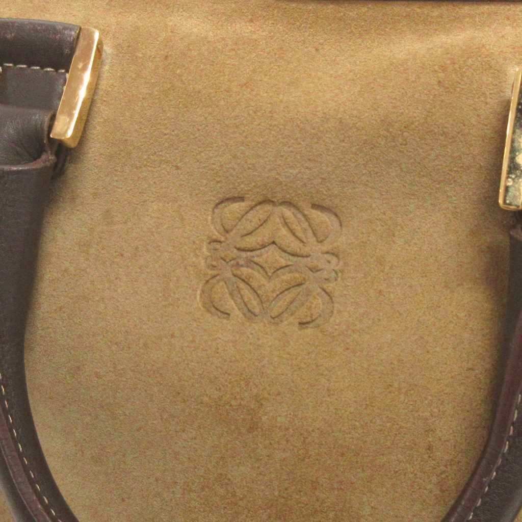 Loewe Amazona 26 Handbag Suede Leather Square Green Brown Khaki Bag — view 6