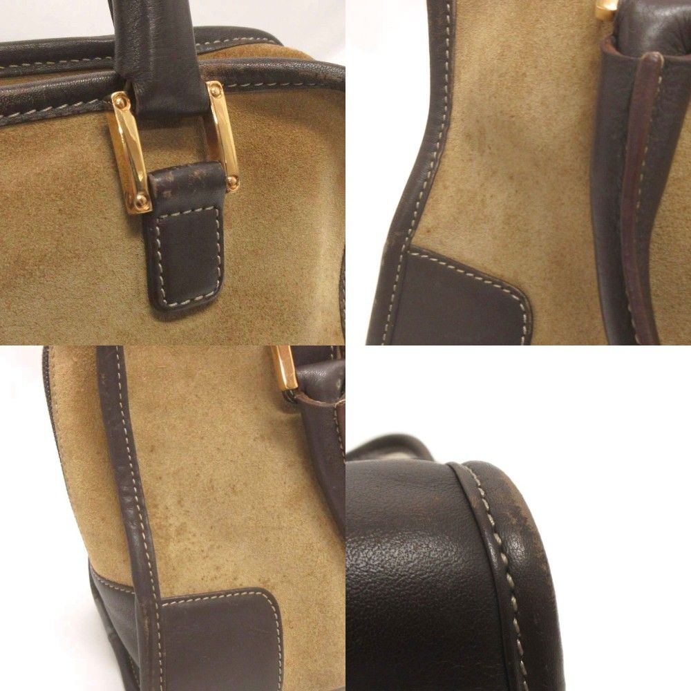 Loewe Amazona 26 Handbag Suede Leather Square Green Brown Khaki Bag — view 7