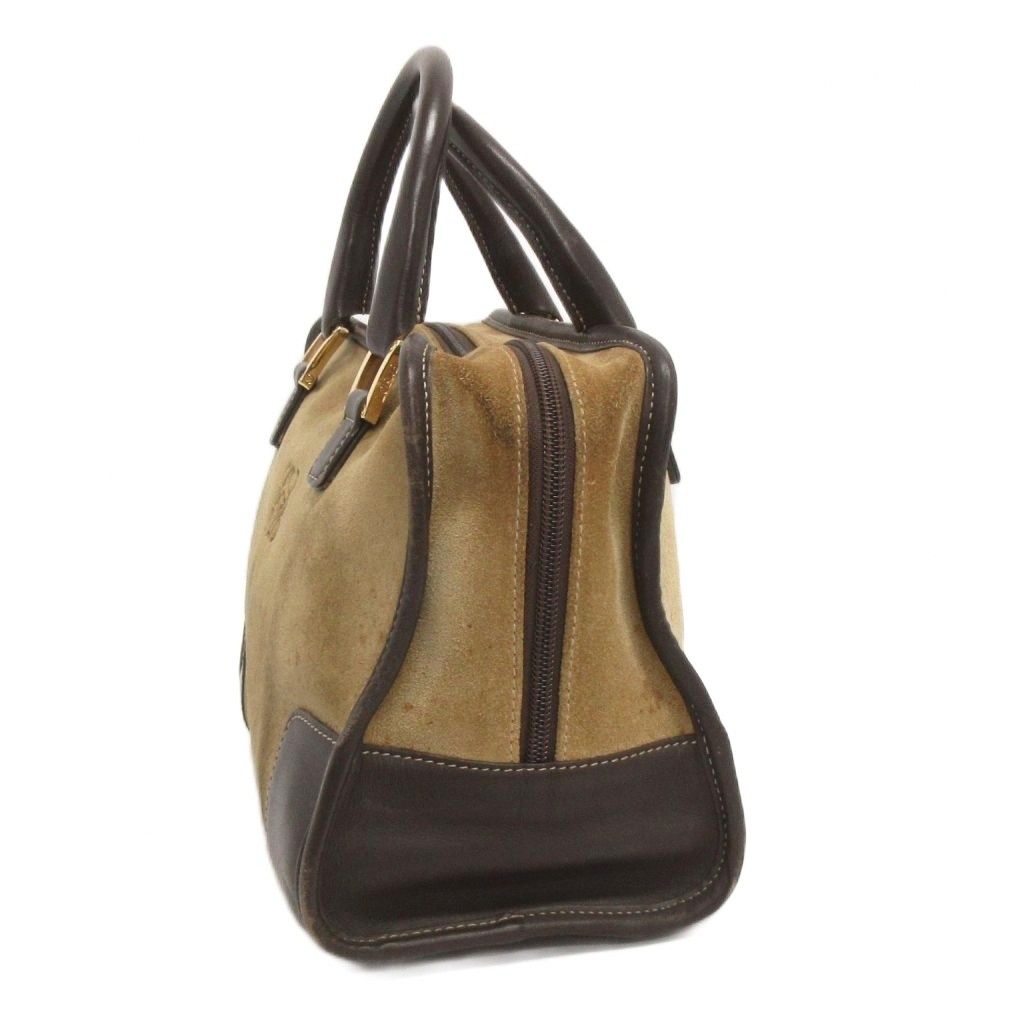 Loewe Amazona 26 Handbag Suede Leather Square Green Brown Khaki Bag — view 2