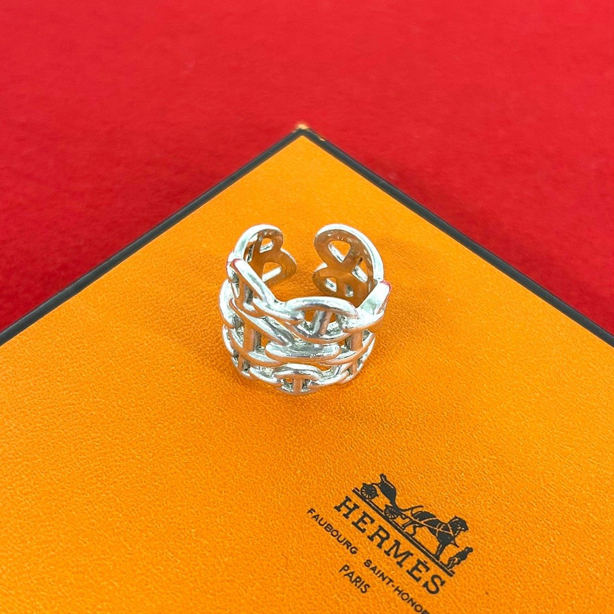 Hermes Enchainee GM Ring 925 Sterling Silver