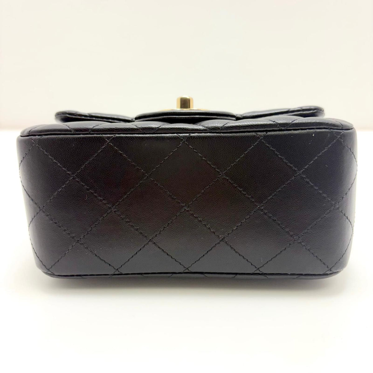 Chanel Mini Quilted 16 Chain Shoulder Black Lambskin Bag — view 4