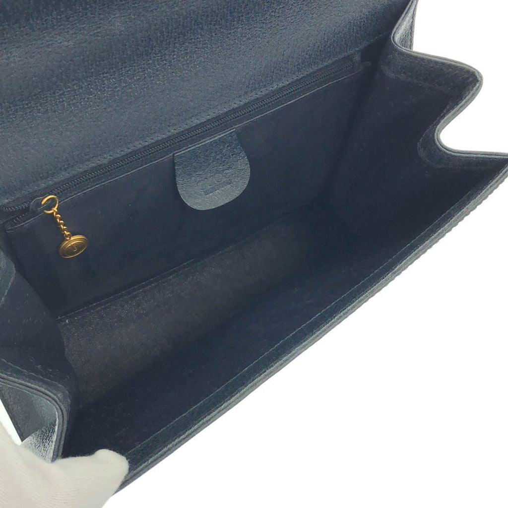 Gucci Vintage Bamboo Handle Leather Bag Blue — view 6