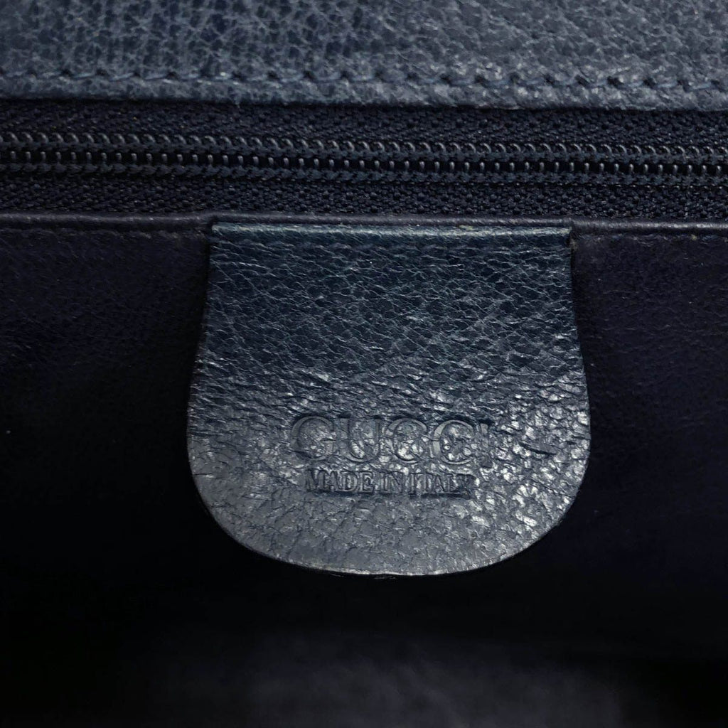 Gucci Vintage Bamboo Handle Leather Bag Blue — view 5